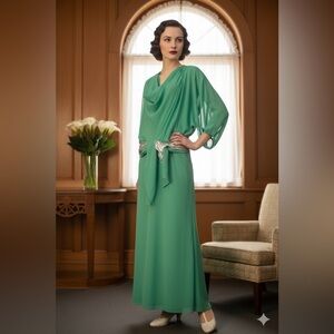 Drop Waist Goddess Vintage Gown, Layered Maxi  Dress, The Gilberts for Tally